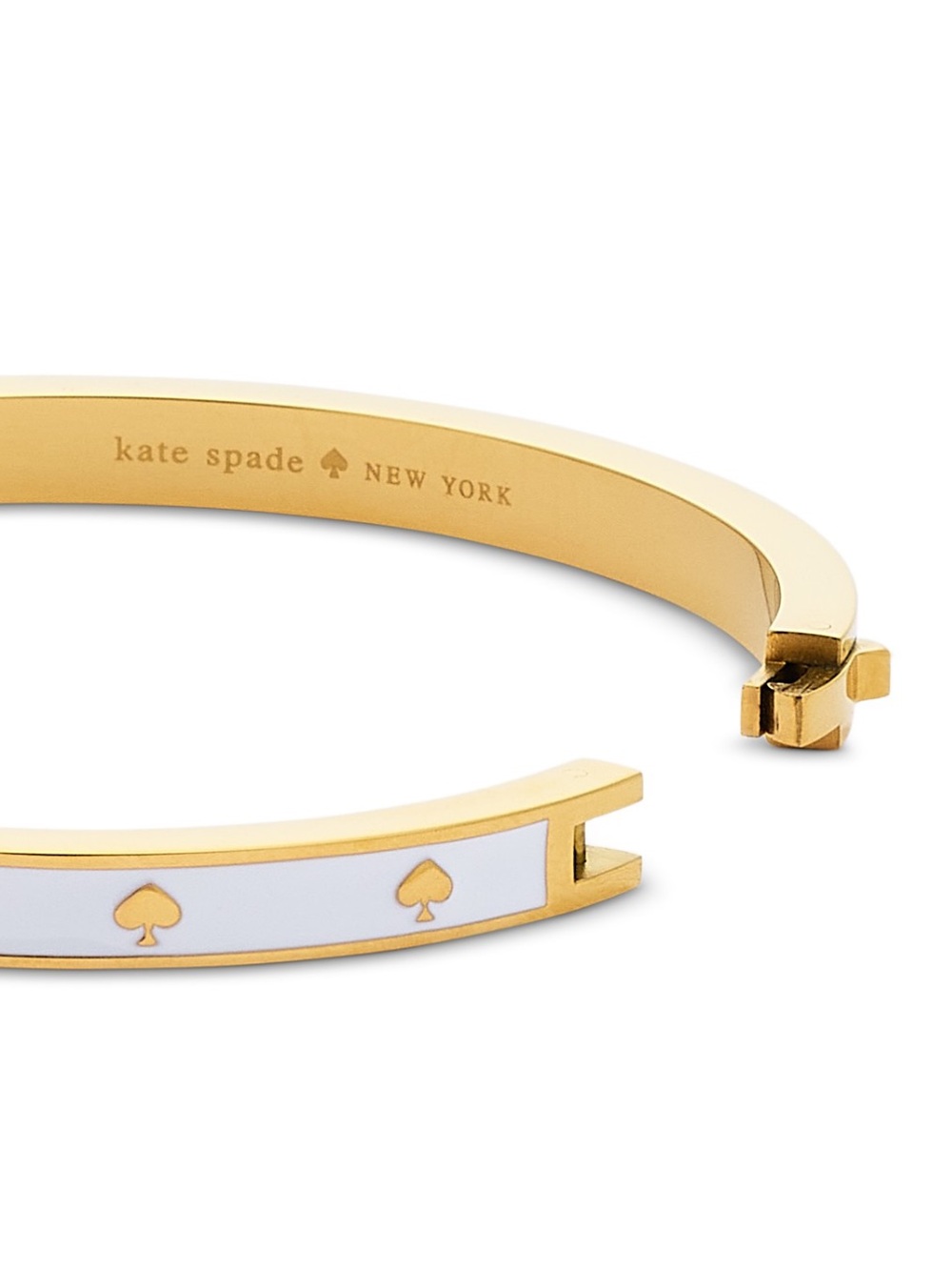 kate spade Spot the Spade Enamel Hinged Bangle Bracelet White Gold - Picture 3 of 12
